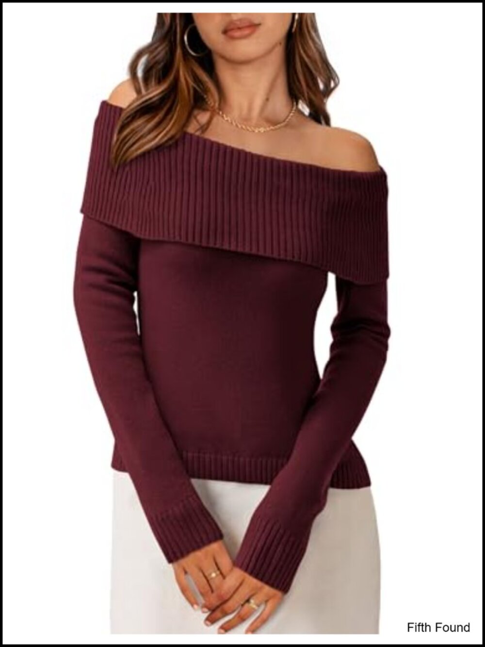 Off Shoulder Knit Pullover Sweater Long Sleeve Fall Date Night Top